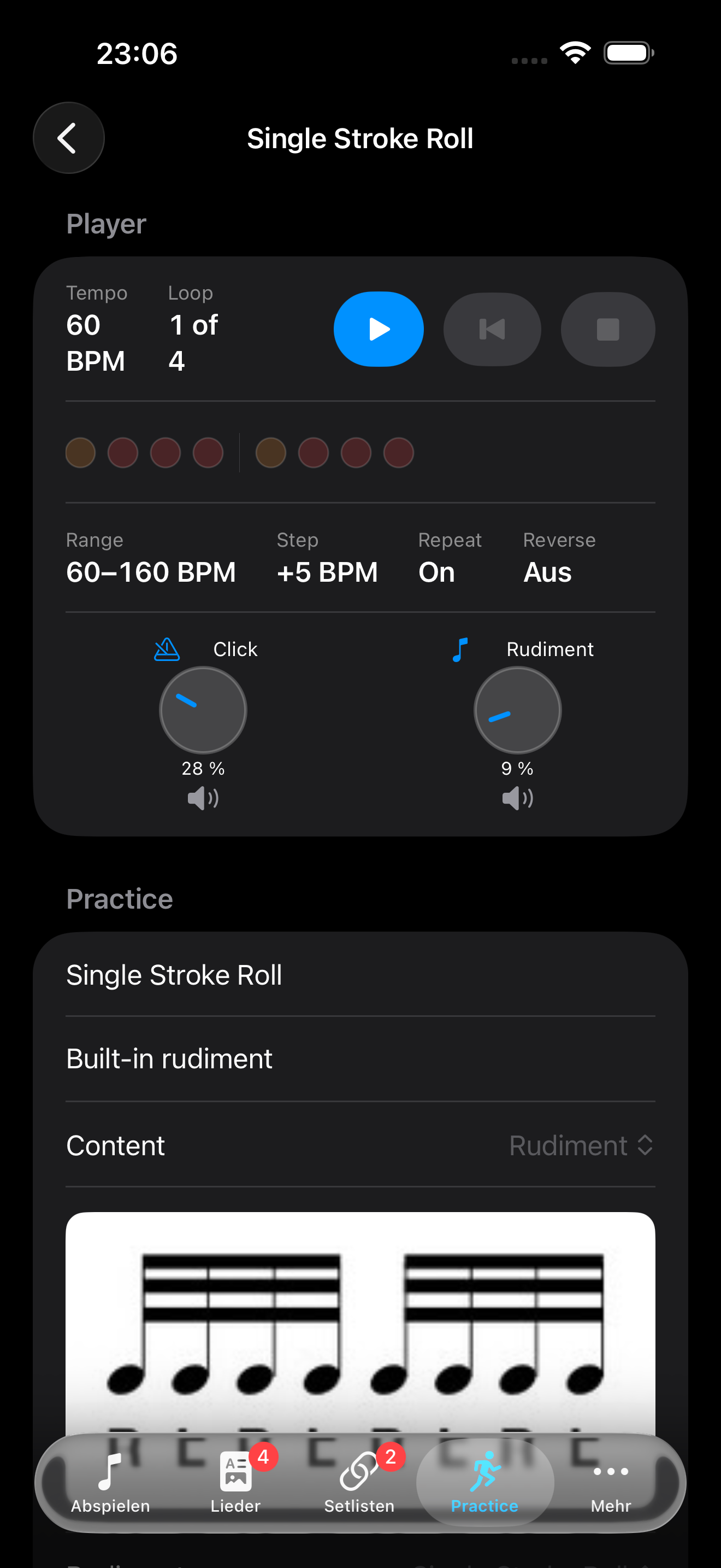 DSM Pure Übungsmanager auf dem iPhone